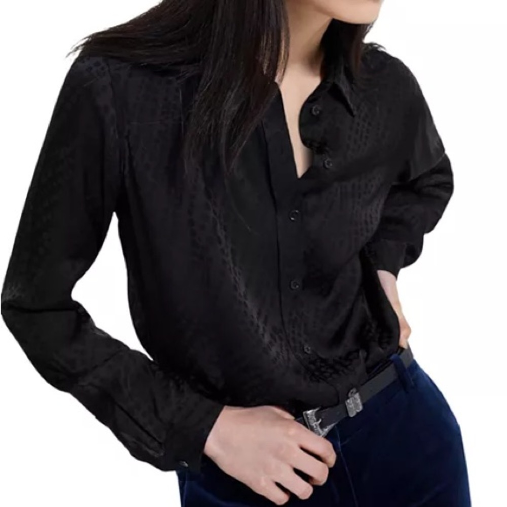 The Kooples Jacquard Pearls Silky Shirt Size Small / 1